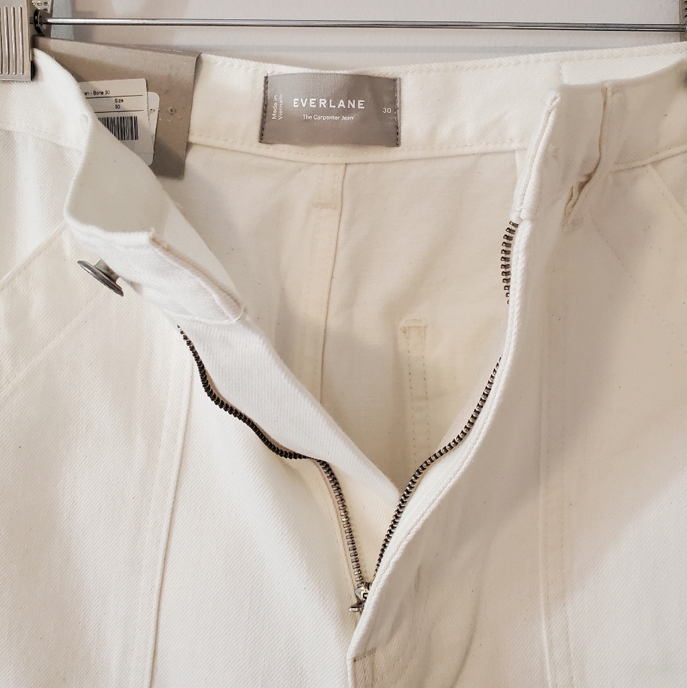 NWT Everlane The Carpenter Jean Relaxed Wide Leg Patch Pockets In Bone Size 30 - Picture 10 of 16